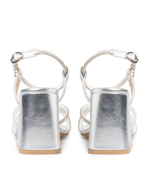 Zapatilla Plata Tiras Brillos 9768